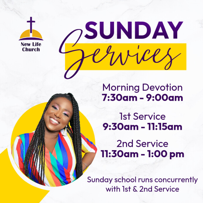 Church sunday services times Template | PosterMyWall