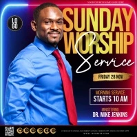 Church Sunday Worship ad Template Cuadrado (1:1)