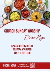 Church Sunday worship dinner flyer A5 template