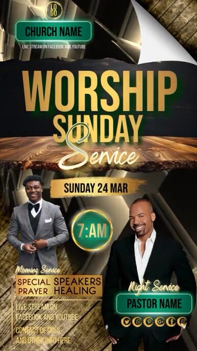 church sunday worship service ad Template | PosterMyWall