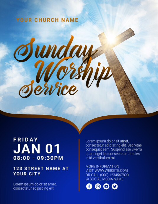 church sunday worship service Template | PosterMyWall