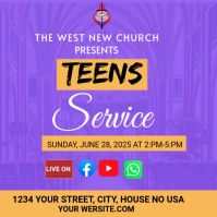 Church Teens Service Flyer Instagram Post template