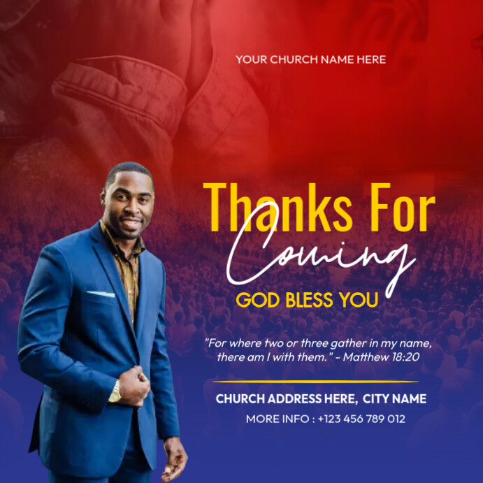 Church Thank You for coming Template | PosterMyWall