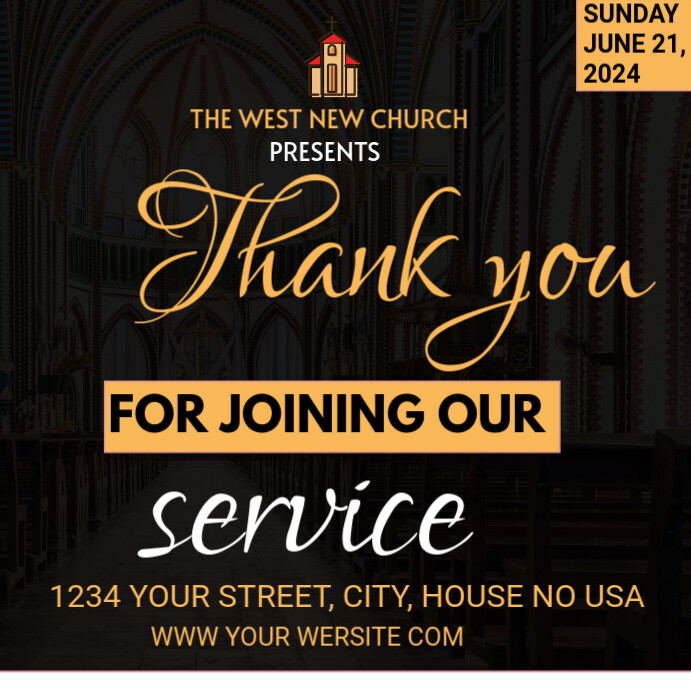 Plantilla de Church Thank you for joining us note | PosterMyWall