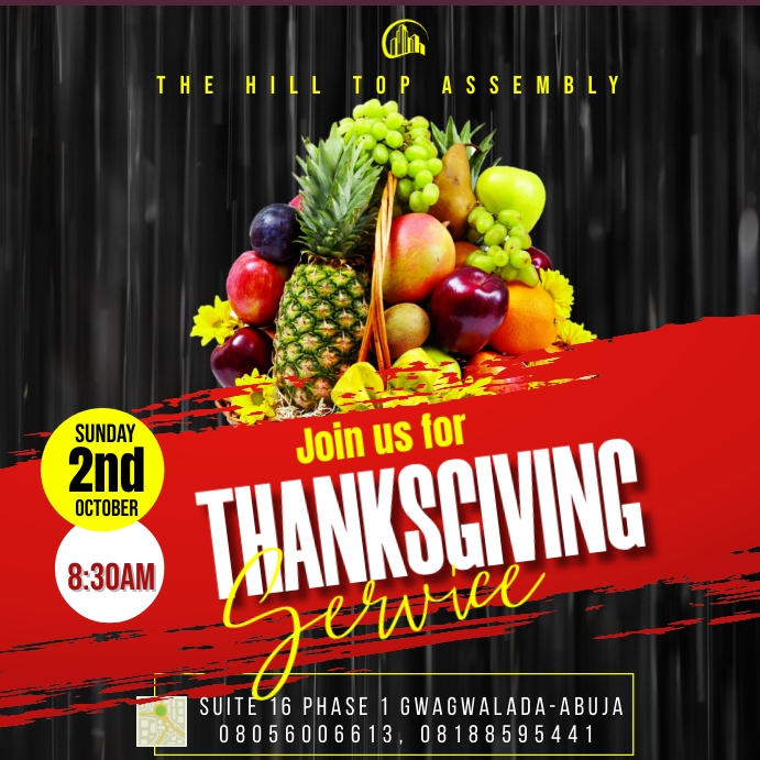 Thanksgiving Program Example church thanks giving Template | PosterMyWall