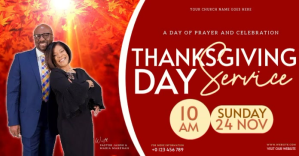 Rød Thanksgiving Church Service Facebook Shared Image Template