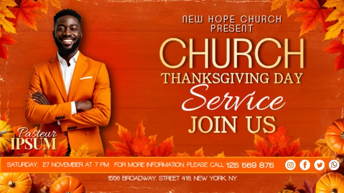 Church Thanksgiving Day Service Template | PosterMyWall