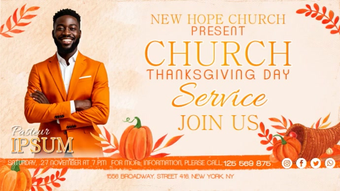 Church Thanksgiving Day Service Template | PosterMyWall