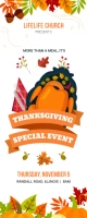 Church Thanksgiving Event Banner Template Cartel enrollable de 2 × 5 pulg.