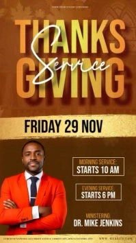 church thanksgiving service announcement template Historia de Instagram
