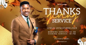 Orange Thanksgiving Church Service Facebook Shared Image Template