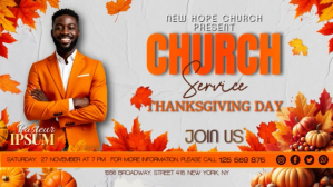 White Thanksgiving Church Service Digitalt display Template