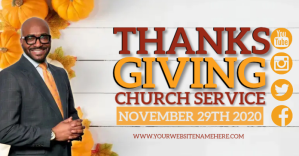Putih Thanksgiving Church Service delt Facebook-billede Template