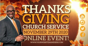 Brown Thanksgiving Church Service Facebook Shared Image Template