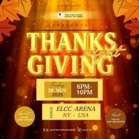 Red Thanksgiving Night of Harvest Square Template