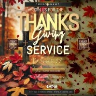 Brown Thanksgiving Church Service Square Template