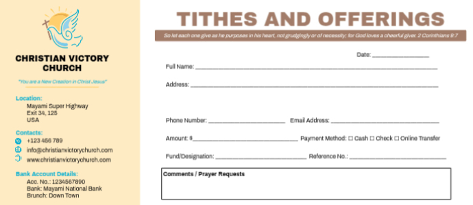 Church Tithes and Offerings Envelopes Template | PosterMyWall