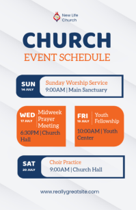 สีขาว Church Event Schedule Tabloid Template