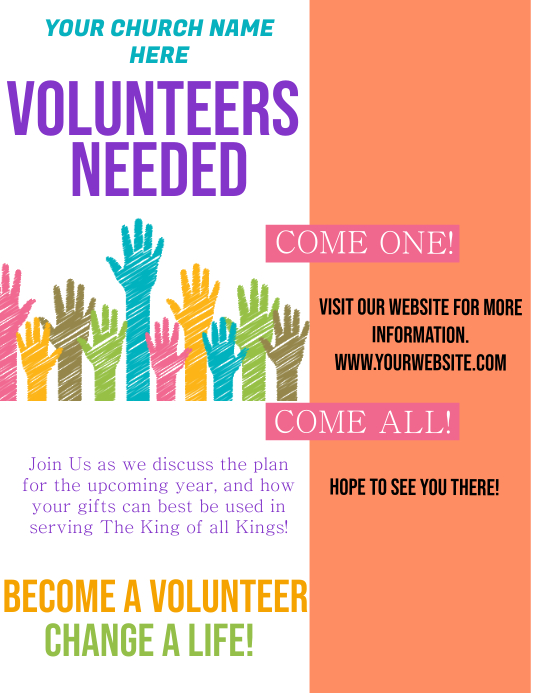 Copy of Church Volunteers Needed Flyer Template PosterMyWall