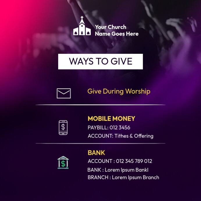 Church Donation Information Template | PosterMyWall