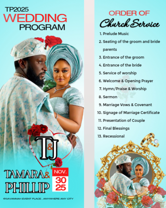 Event Program Theme Building Church wedding program Template | PosterMyWall