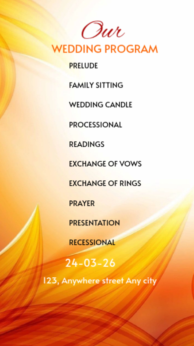 Event Program Theme Building Church wedding program Template | PosterMyWall
