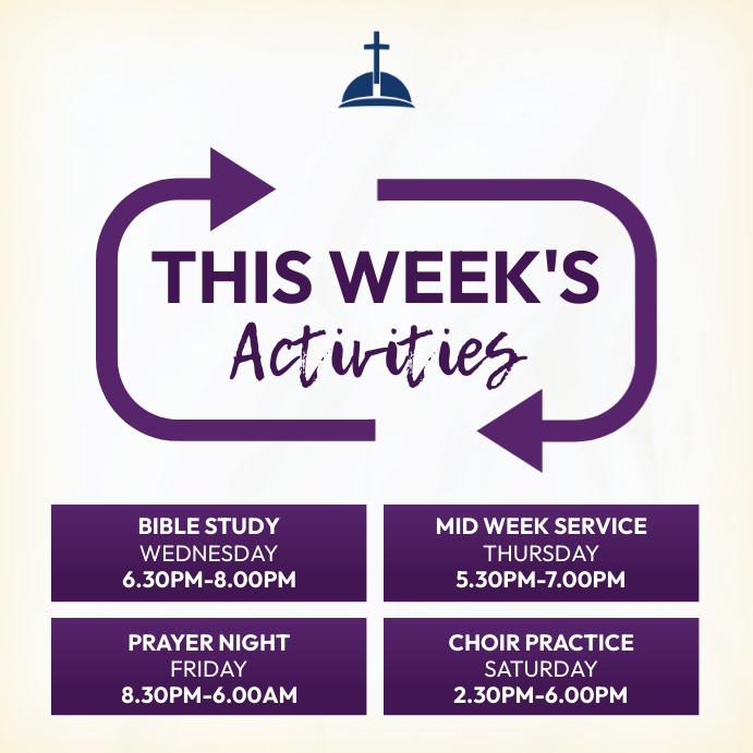 Our Church Week Plantilla de church week activities | PosterMyWall