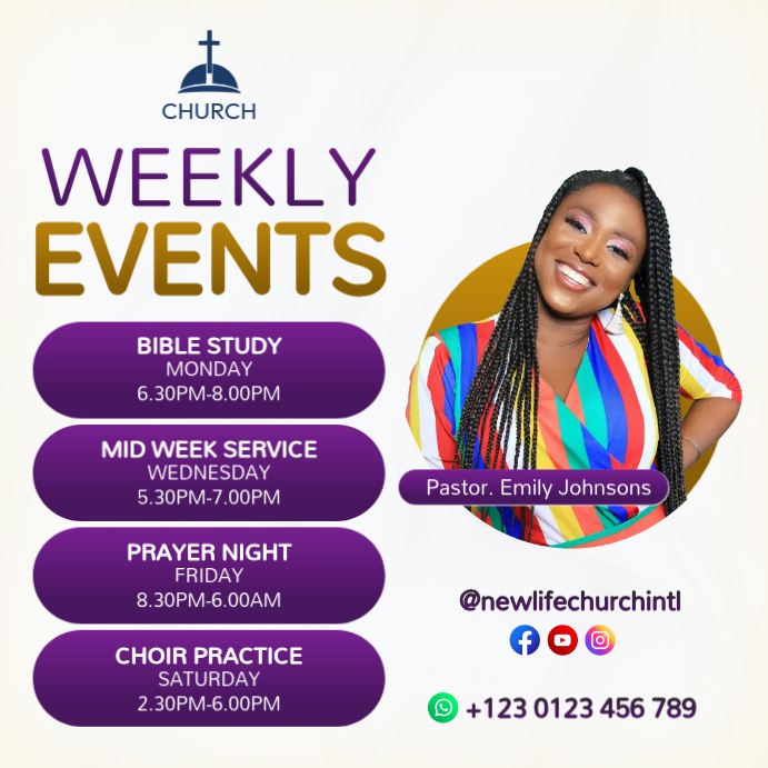 church weekly activities Template | PosterMyWall