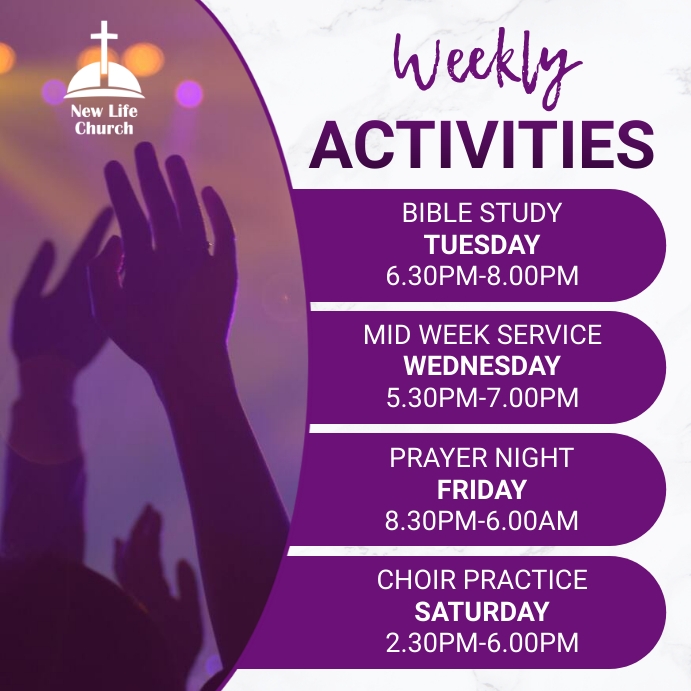 church weekly activities Template | PosterMyWall