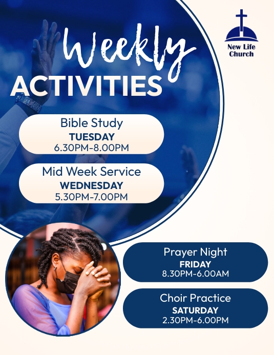 church weekly activities Template | PosterMyWall