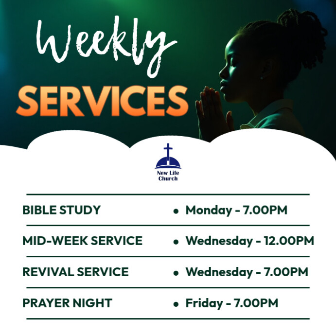 Copy of church weekly activities mid-week events midweek services order ...