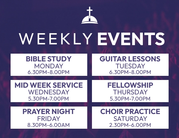church weekly activities poster Template | PosterMyWall