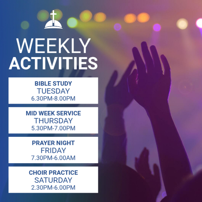 church weekly activities program Template | PosterMyWall