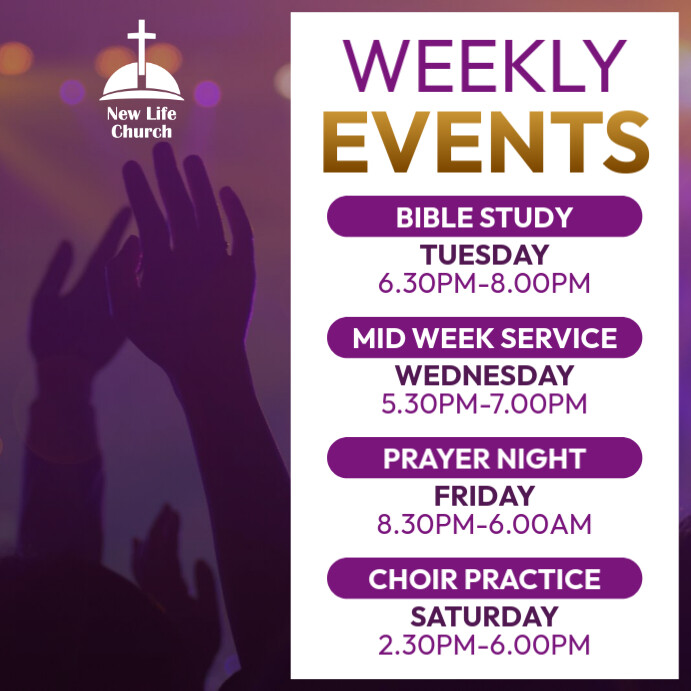 Weekly Event Update church weekly events Template | PosterMyWall