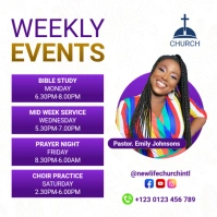 Church weekly events Instagram Post template