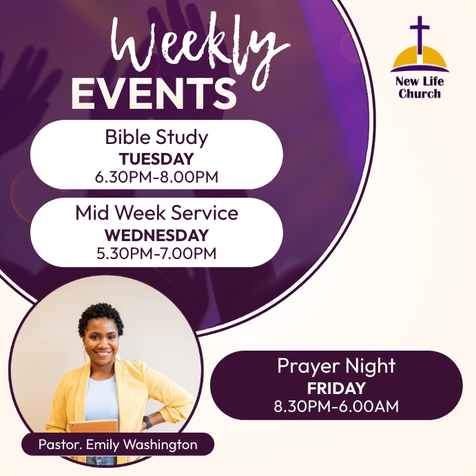 church weekly events Template | PosterMyWall