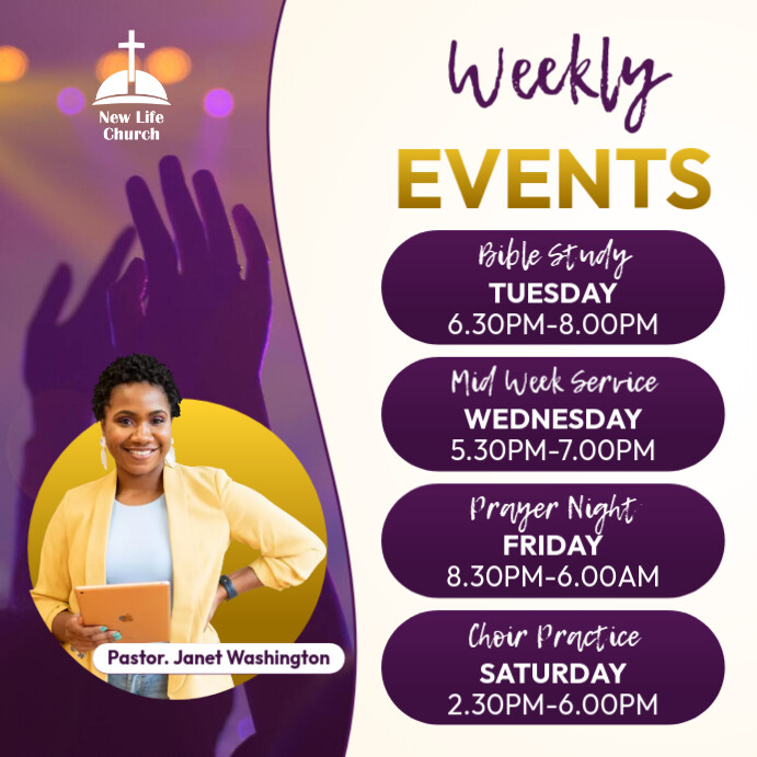 Weekly Local Guide Posts Copy of church weekly events | PosterMyWall