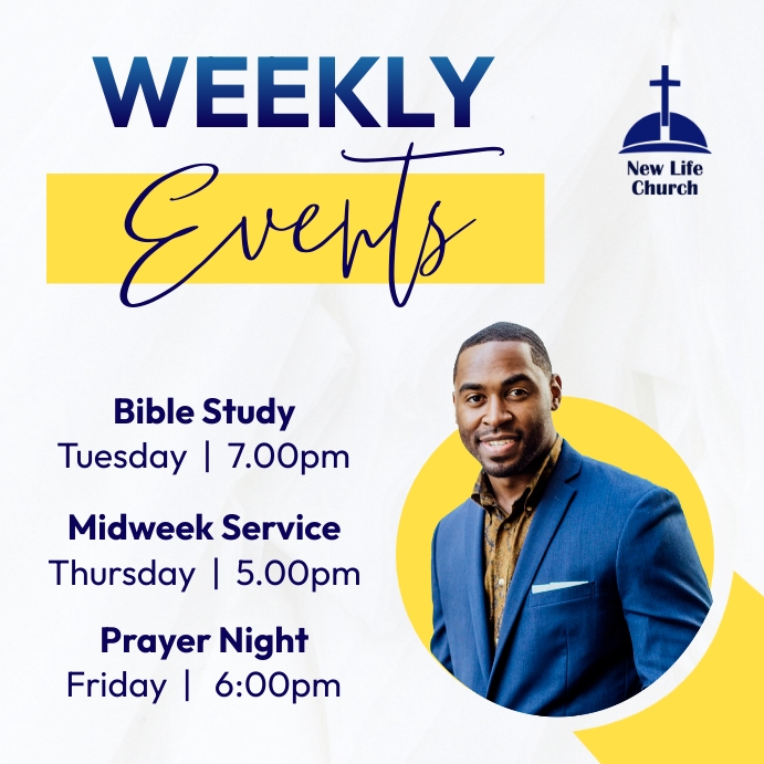 events registration for churches and ministries ... Church weekly events flyer Template | PosterMyWall