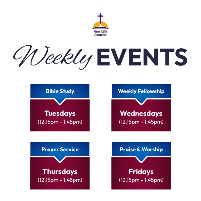 church weekly events schedule Template | PosterMyWall