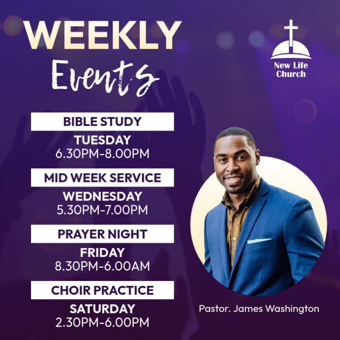 church weekly schedule Template | PosterMyWall