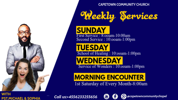Weekly Service Animation Photo Copy of church weekly services flyer | PosterMyWall
