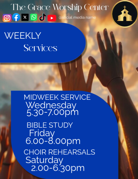 Church Weekly Services Flyer Template | PosterMyWall