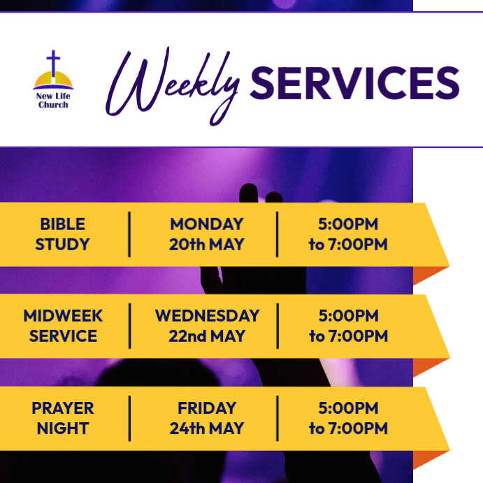 Weekly Service Animation Photo church weekly services flyer Template | PosterMyWall