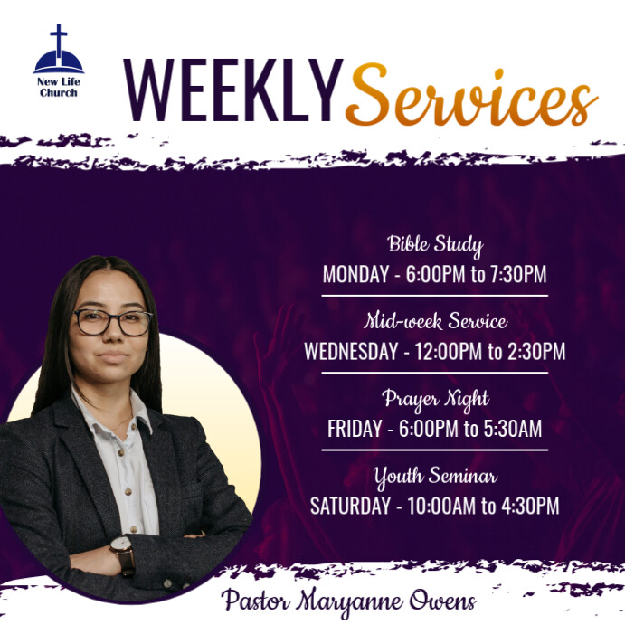 Church weekly services Instagram post template | PosterMyWall