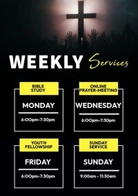 Church Weekly Services Schedule A4 template