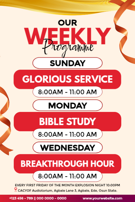 Church Weekly Worship Service Programme Template | PosterMyWall
