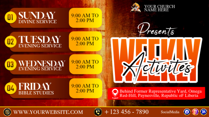 Weekly Service Animation Photo Church Weekly Worship Service Schedule Template | PosterMyWall