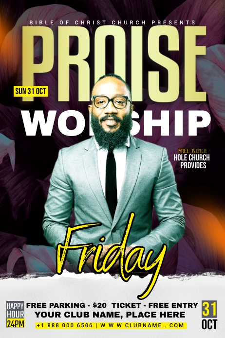 church worship ad conference flyer design Banner 4' × 6' template