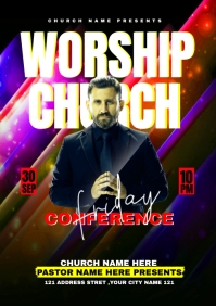 church worship conference ad A3 template
