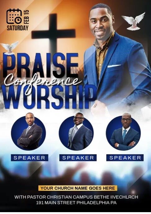 Church worship flyer A4 template
